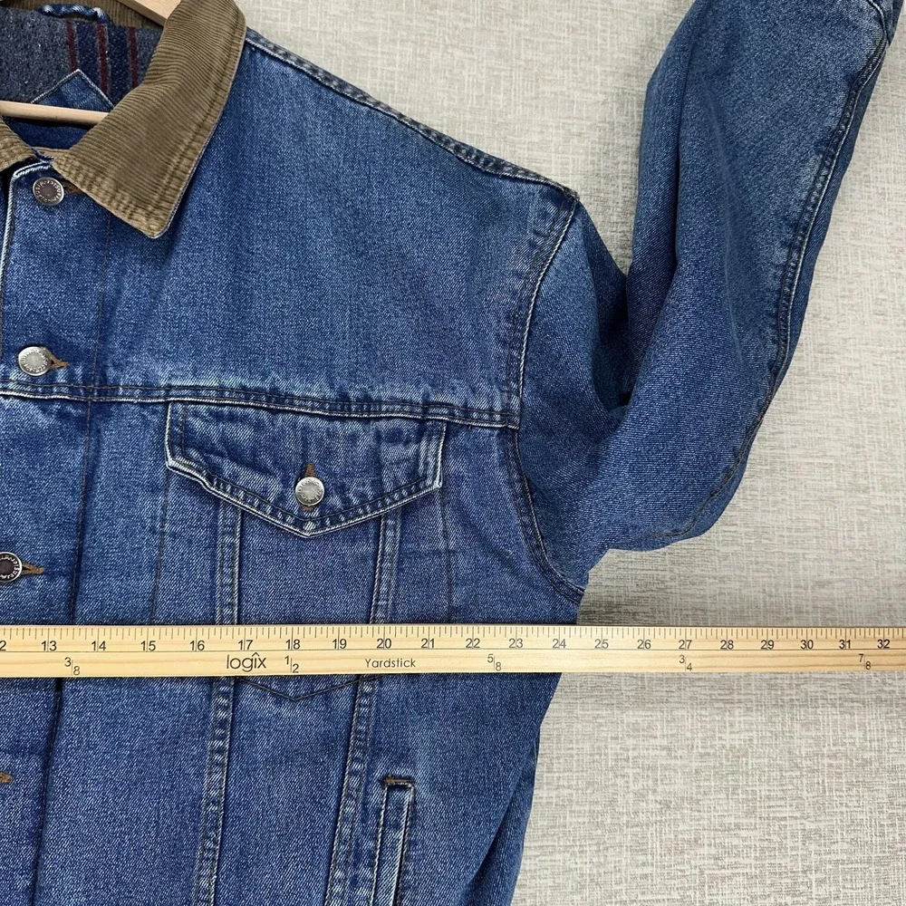 Wrangler Hero Jacket Mens Large Blue Denim Lined Corduroy Collar Western 3113